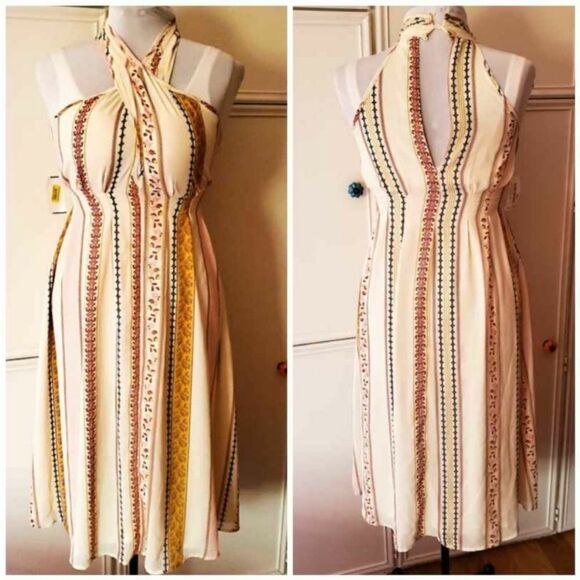 Astr The Label Kristi Halter Midi Dress Cream Small - Picture 5 of 9